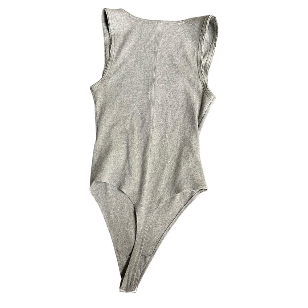 All Saints Alicia Gray Ribbed Sleeveless Bodysuit Size 6 - Picture 4 of 8